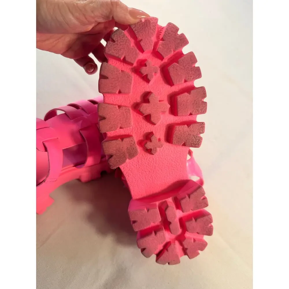 Steve Madden Echo Hot Pink Platform Fisherman Sandals Size 8.5
